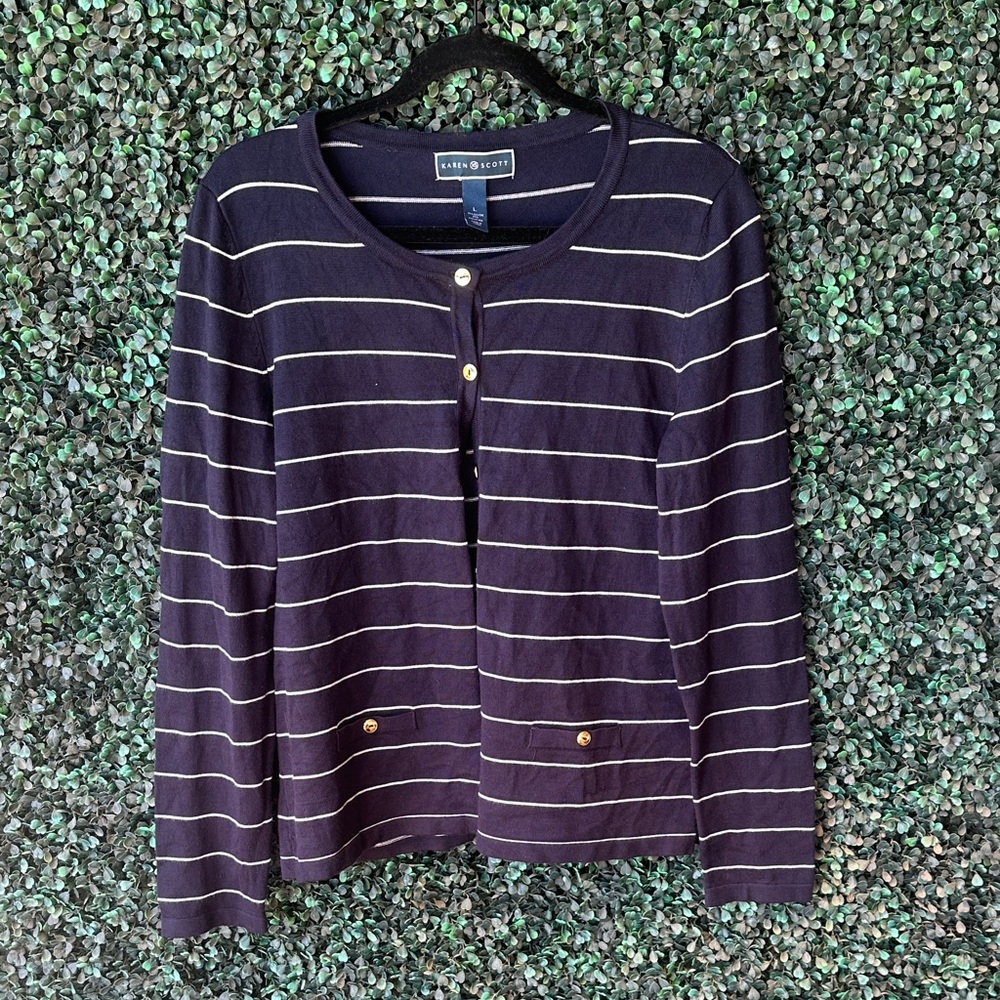 Chico's Dark Blue Striped Sweater